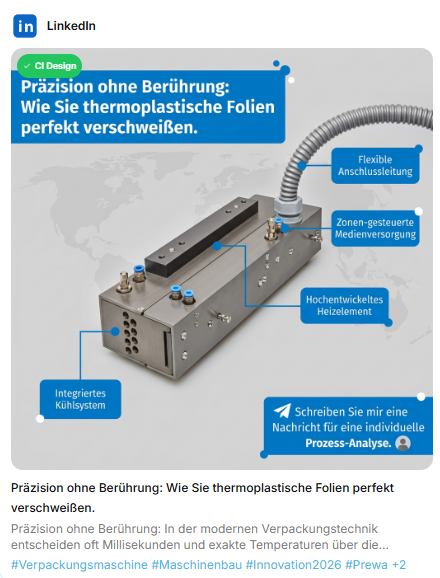 Von Vektrus erstellter LinkedIn-Post mit Markenbranding